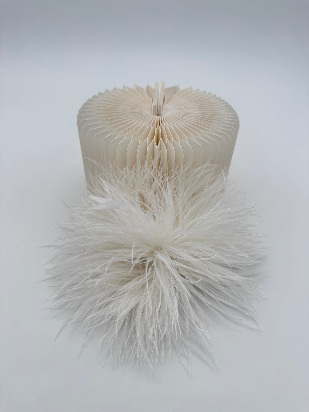 White Ostrich Feather Brooch with Triangle Feather Accents