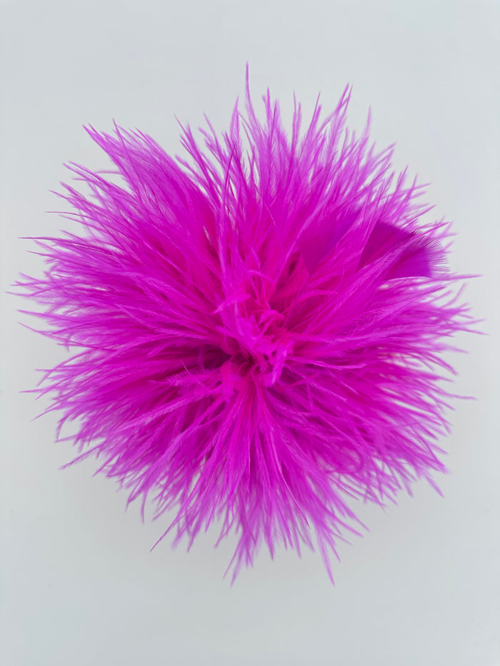Rose Red Ostrich Feather Brooch with Triangle Feather Accents