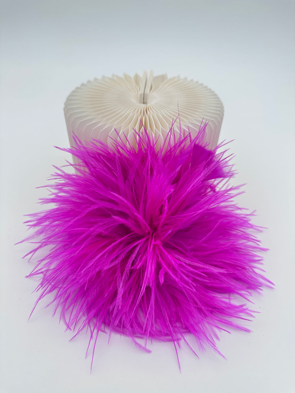 Rose Red Ostrich Feather Brooch with Triangle Feather Accents