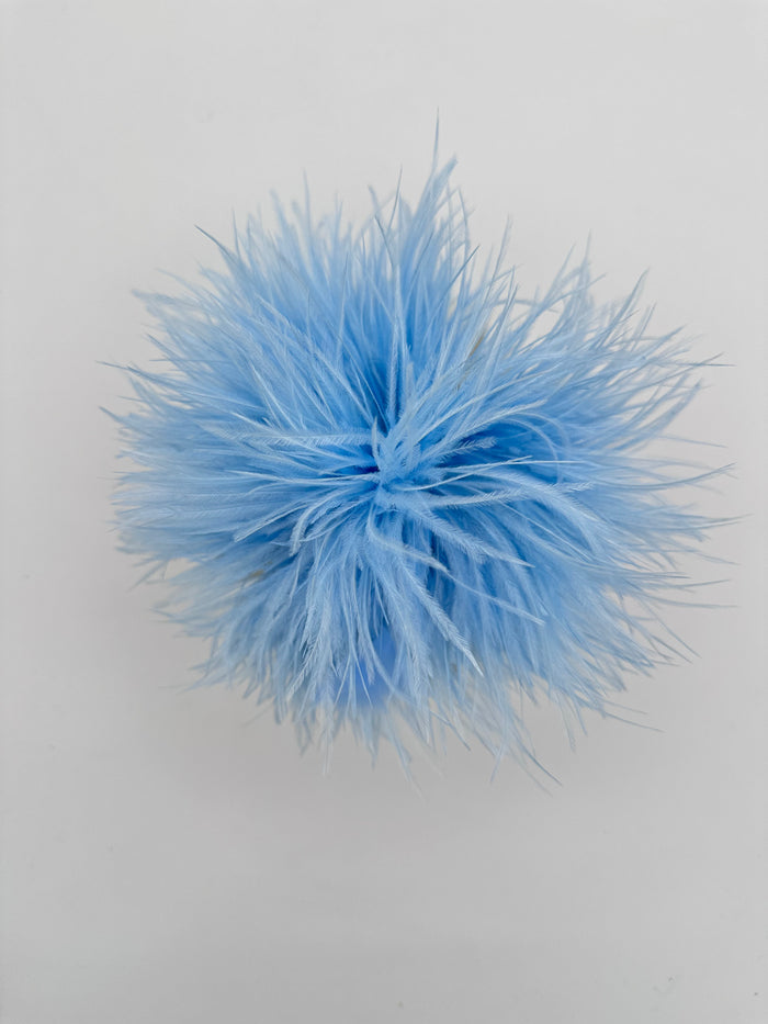 Sky Blue Ostrich Feather Brooch with Triangle Feather Accents