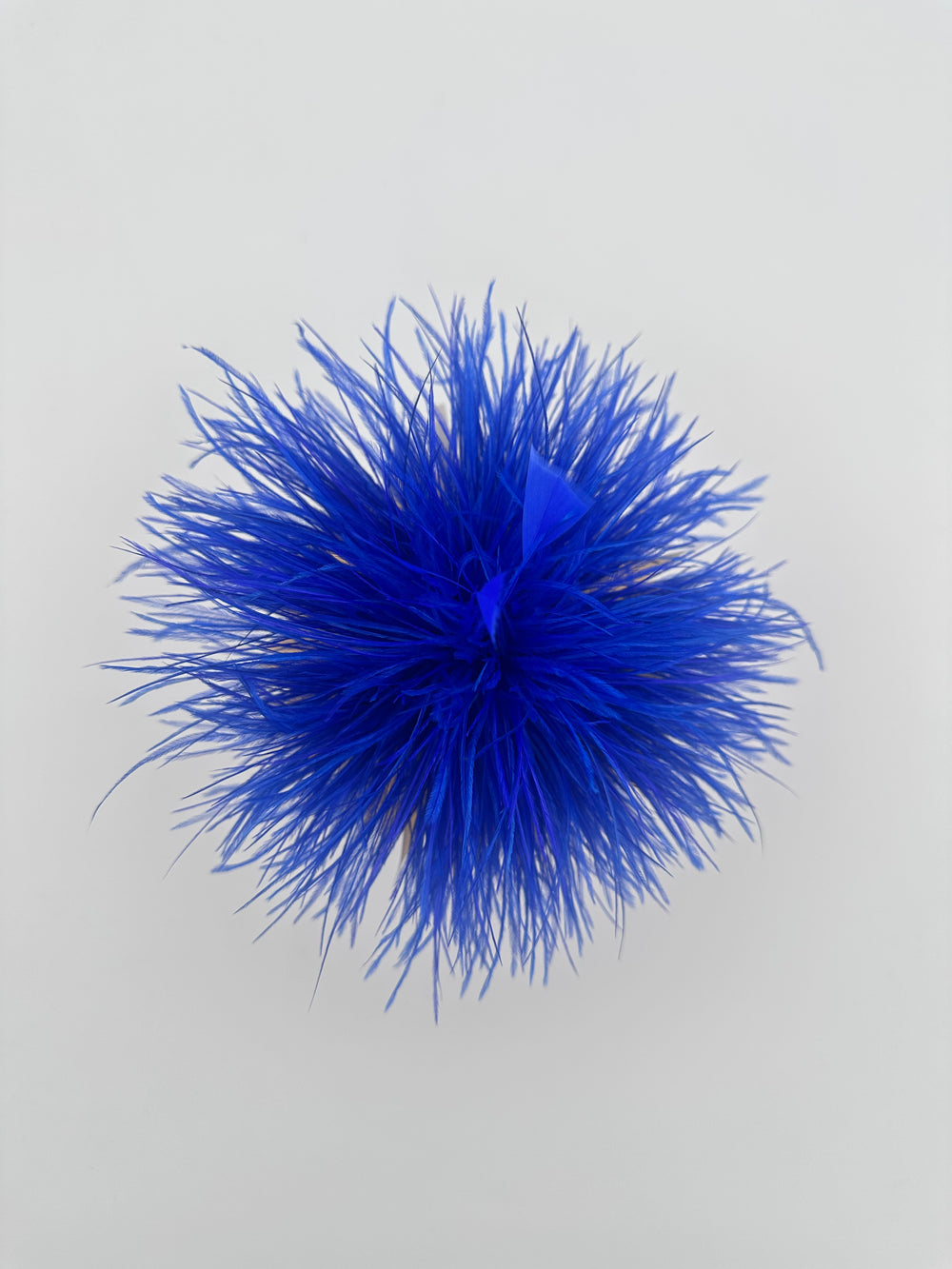 Royal Blue Ostrich Feather Brooch with Triangle Feather Accents
