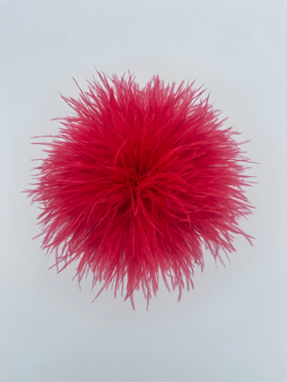 Red Ostrich Feather Brooch with Triangle Feather Accents