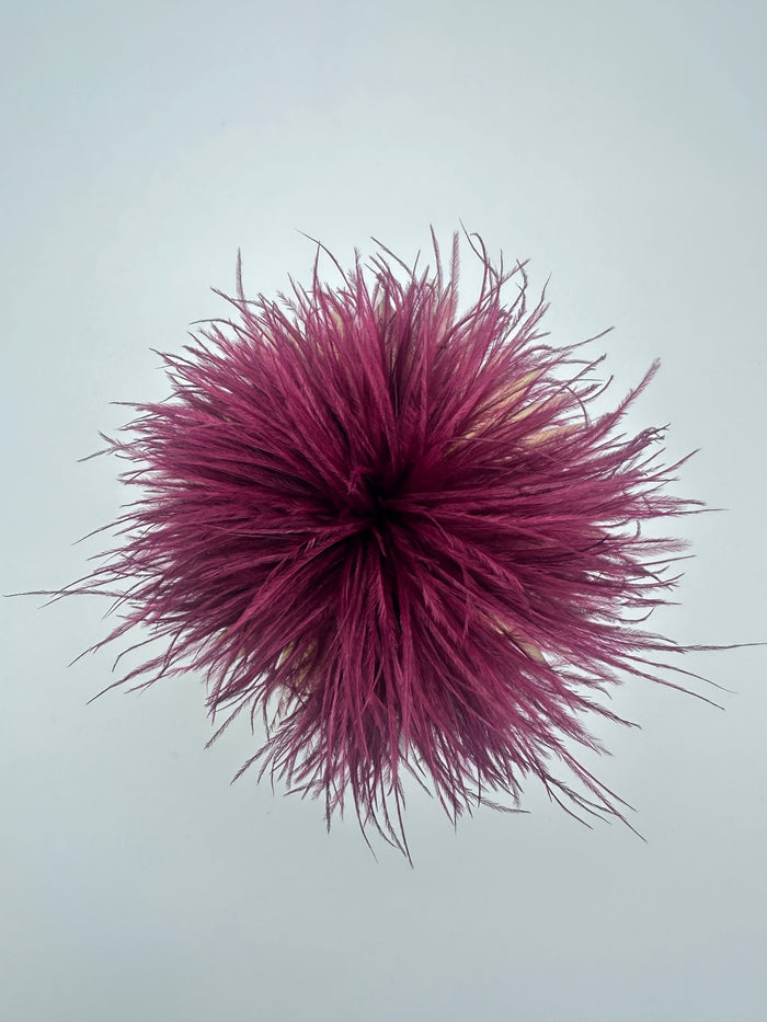 Burgundy Ostrich Feather Brooch