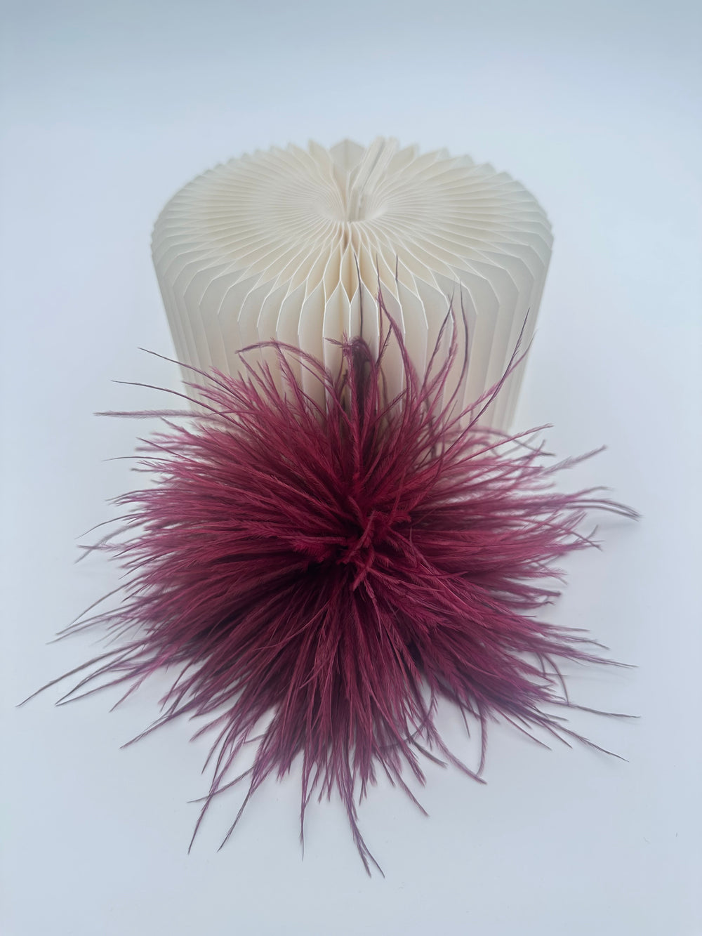 Burgundy Ostrich Feather Brooch