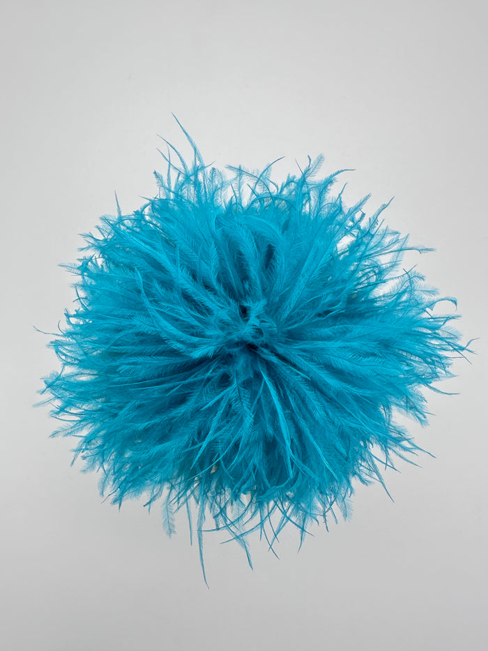 Peacock Blue Ostrich Feather Brooch