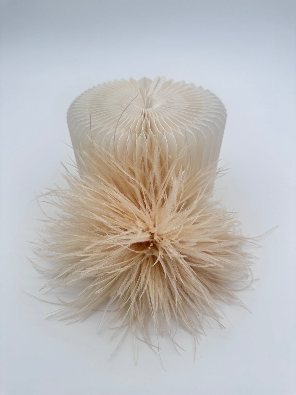 Khaki Ostrich Feather Brooch