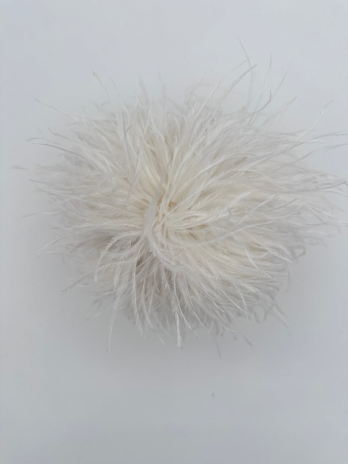White Ostrich Feather Brooch