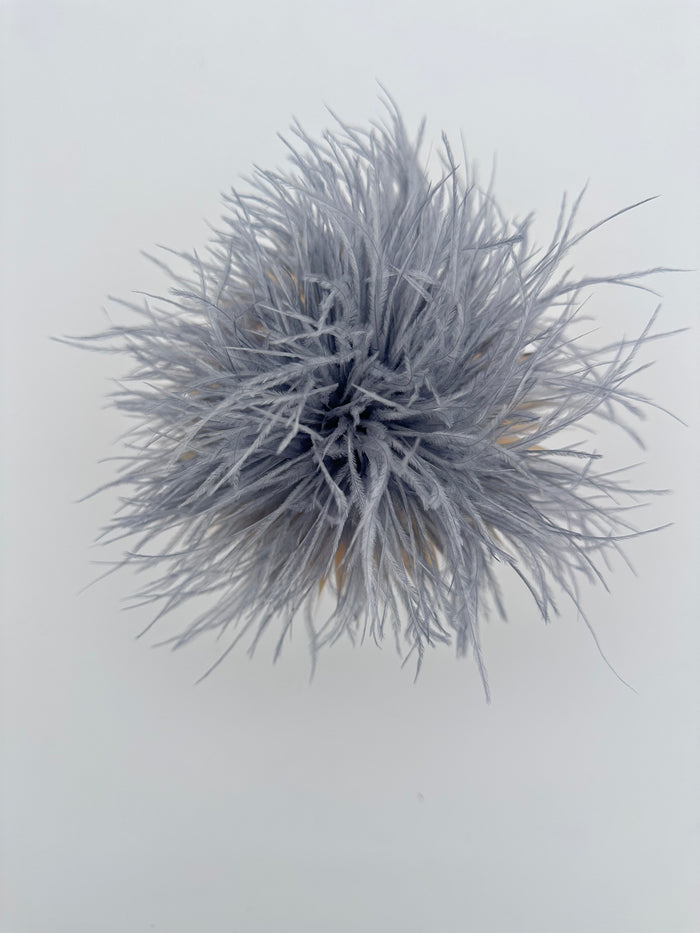 Grey Ostrich Feather Brooch