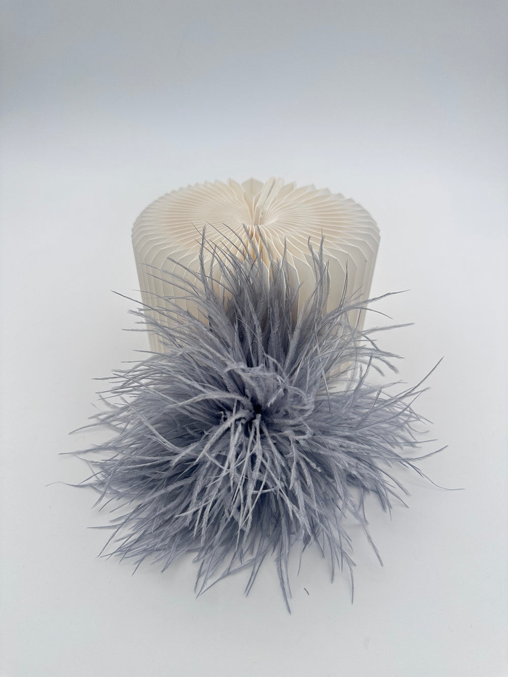Grey Ostrich Feather Brooch