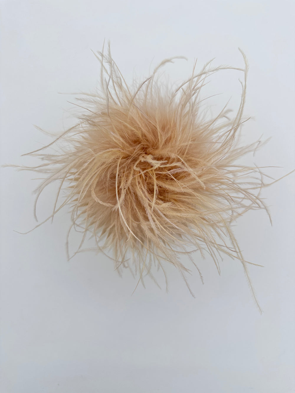Khaki Marabou Feather Brooch