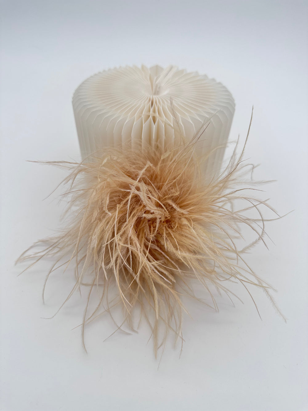 Khaki Marabou Feather Brooch