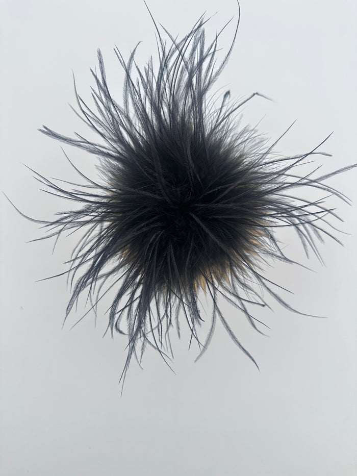 Black Marabou Feather Brooch