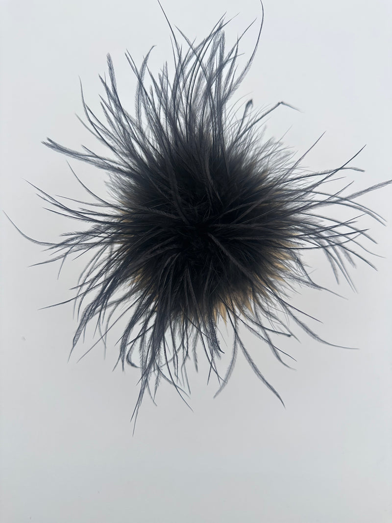 Black Marabou Feather Brooch