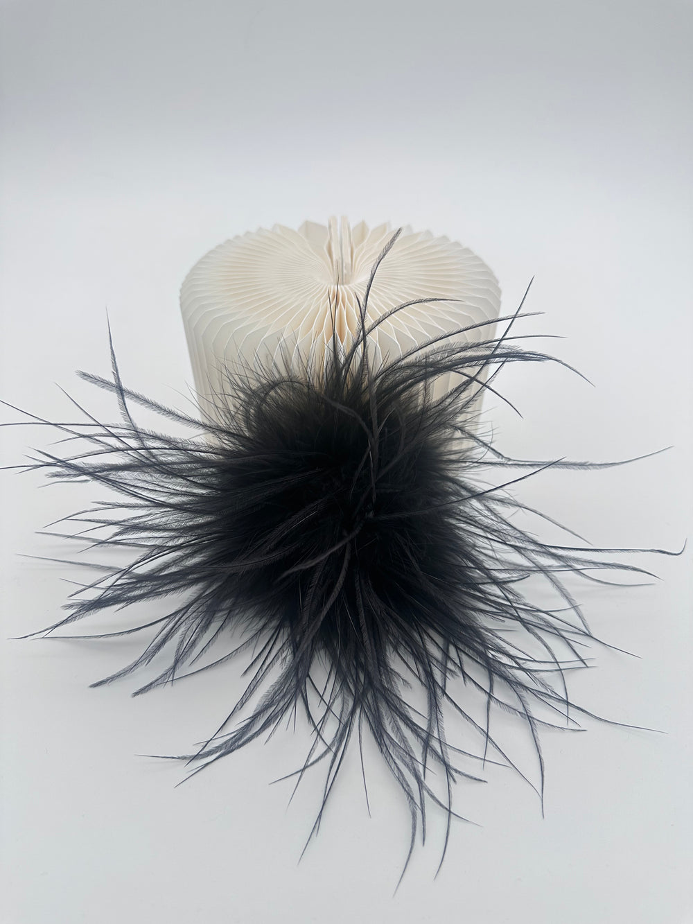Black Marabou Feather Brooch