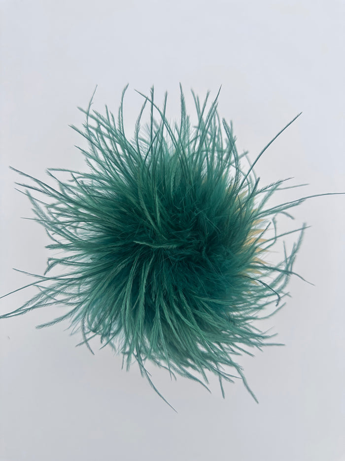 Dark Green Marabou Feather Brooch