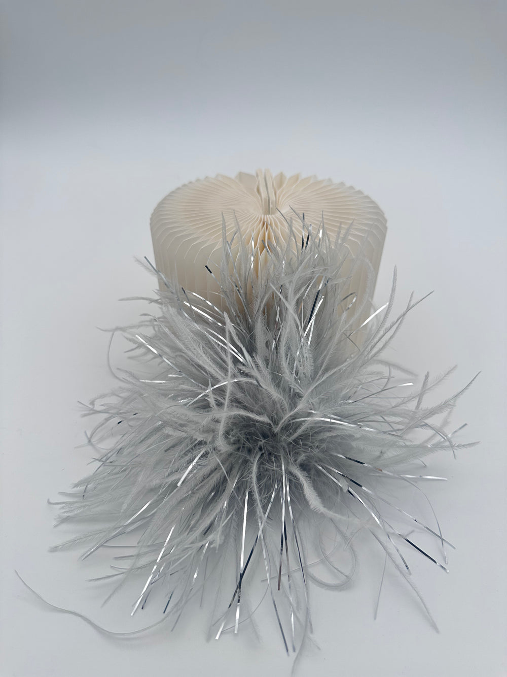 Grey Marabou Feather Brooch