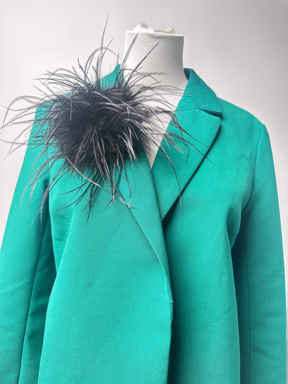 Black Marabou Feather Brooch