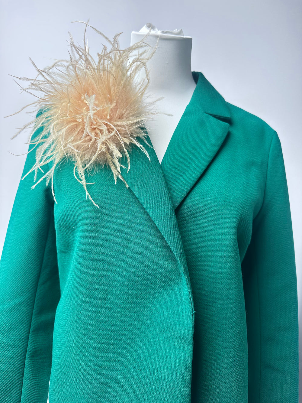 Khaki Marabou Feather Brooch
