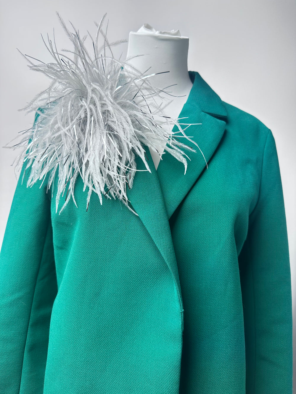 Grey Marabou Feather Brooch