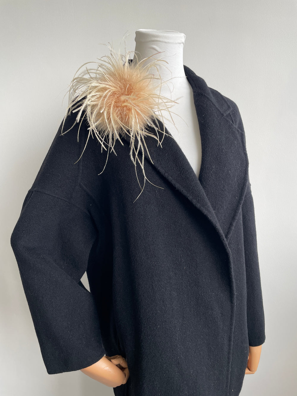 Khaki Marabou Feather Brooch