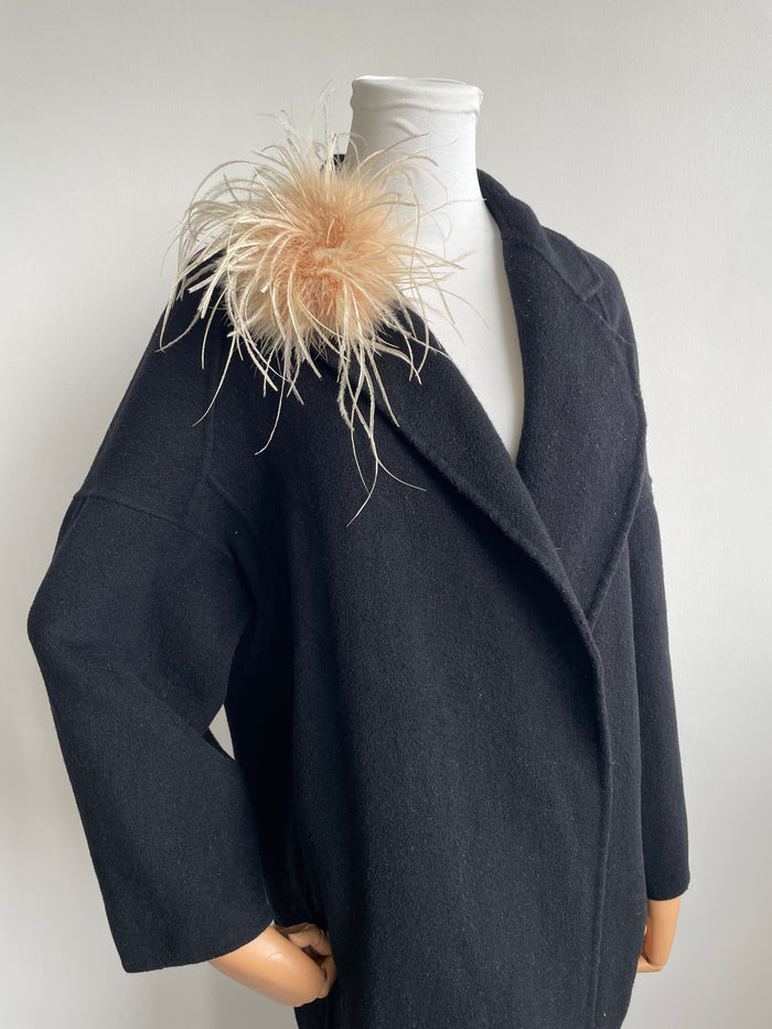 Khaki Marabou Feather Brooch