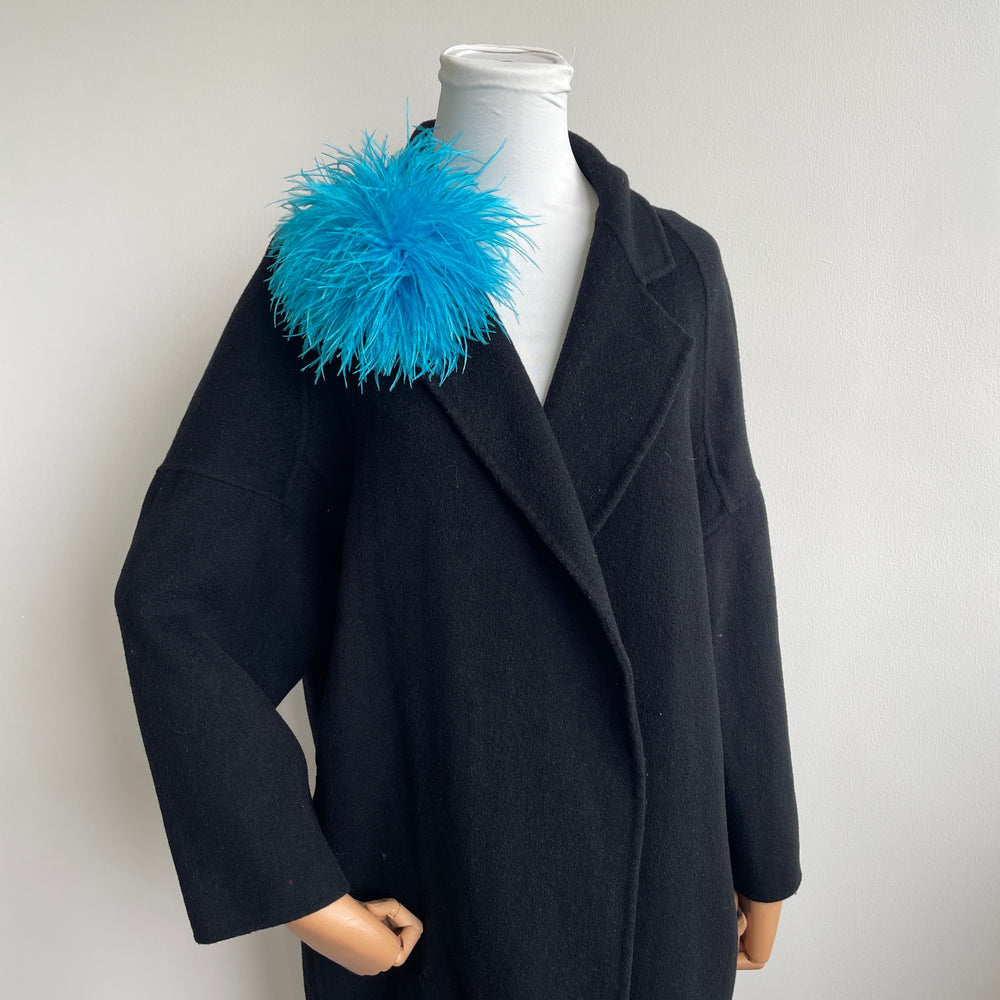 Peacock Blue Ostrich Feather Brooch