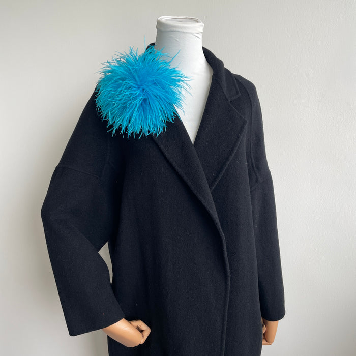 Peacock Blue Ostrich Feather Brooch