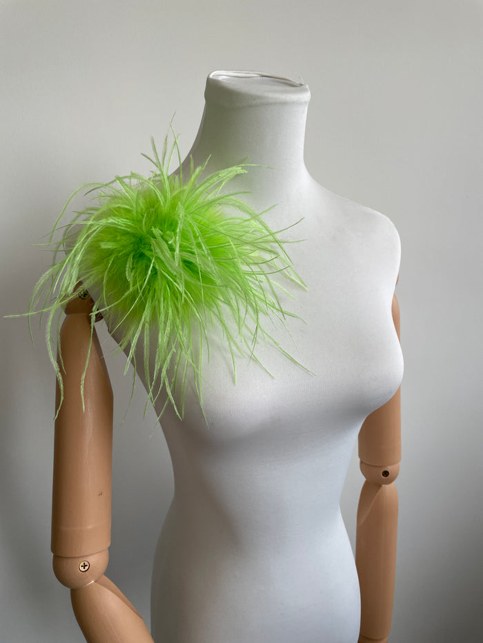 Apple Green Marabou Feather Brooch