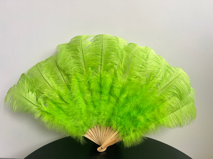 Apple Green Ostrich Feather Fan