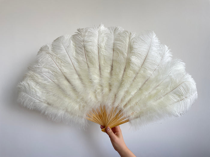 Beige Ostrich Feather Fan