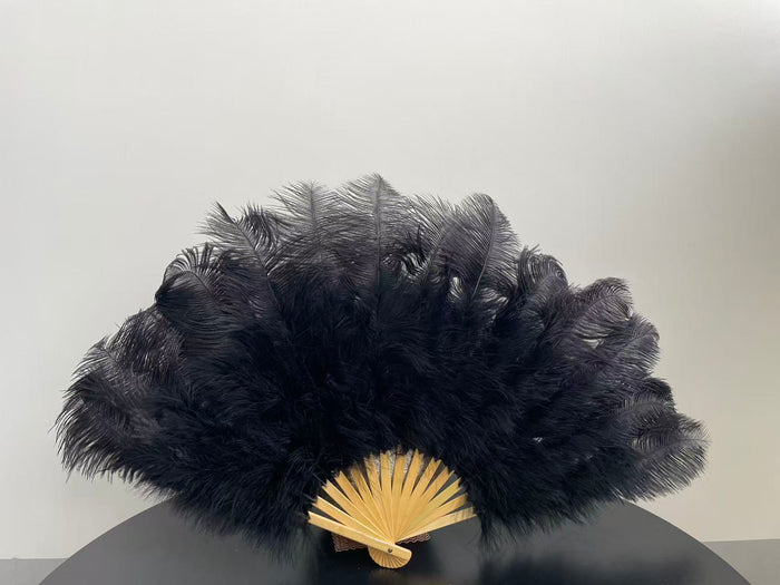 Black Ostrich Feather Fan