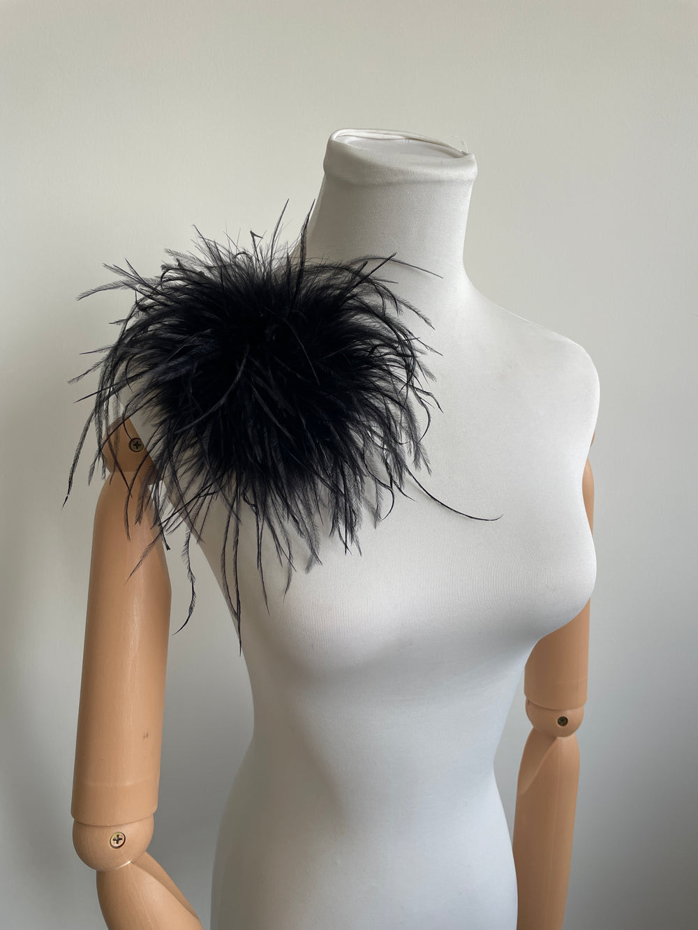 Black Marabou Feather Brooch