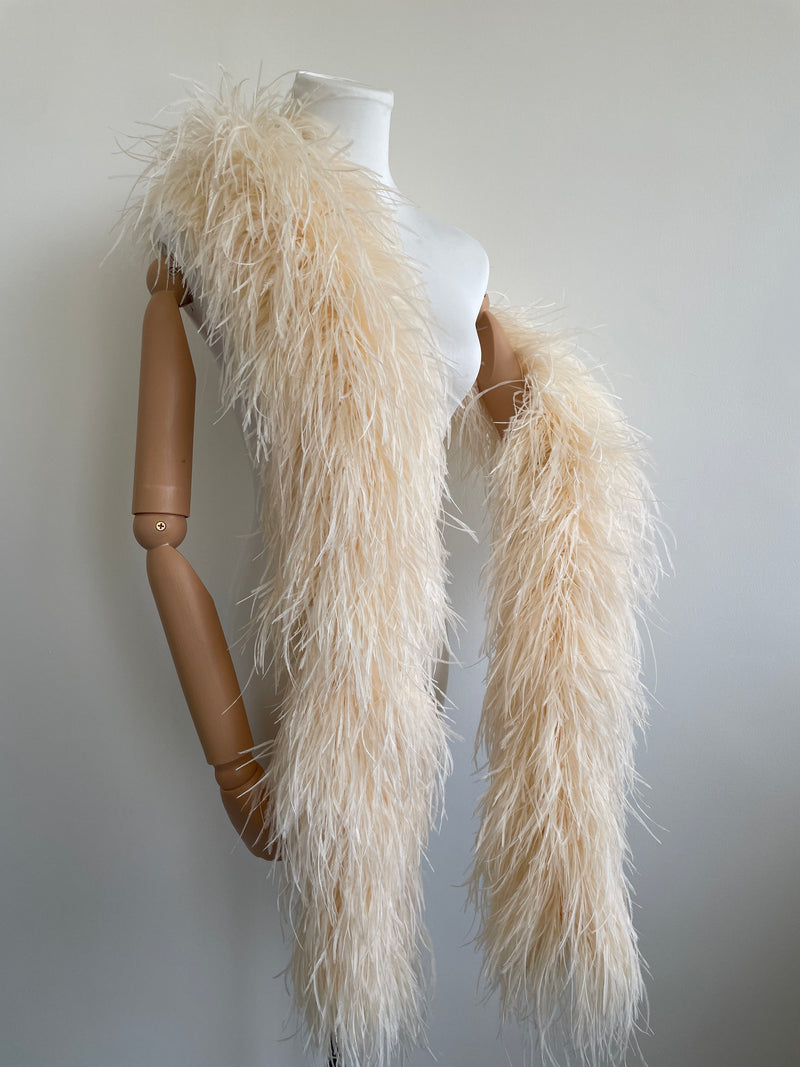 Champagne Ostrich Feather Boa Shawl – Luxury Feather Wrap