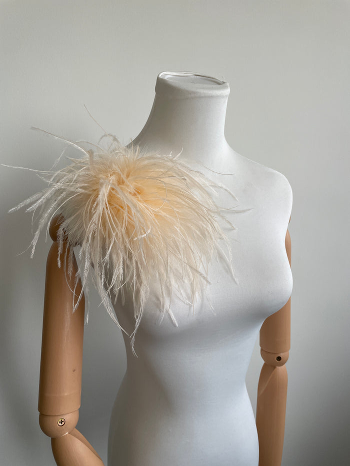 Champagne Marabou Feather Brooch