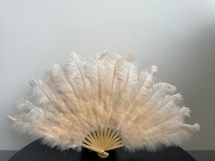 Champagne Ostrich Feather Fan