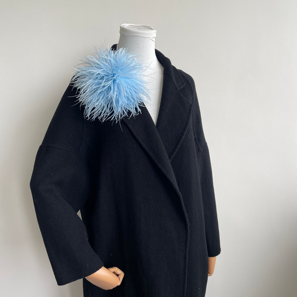 Light Blue Ostrich Feather Brooch