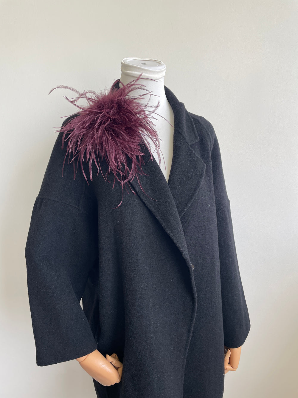 Dark Burgundy Marabou Feather Brooch