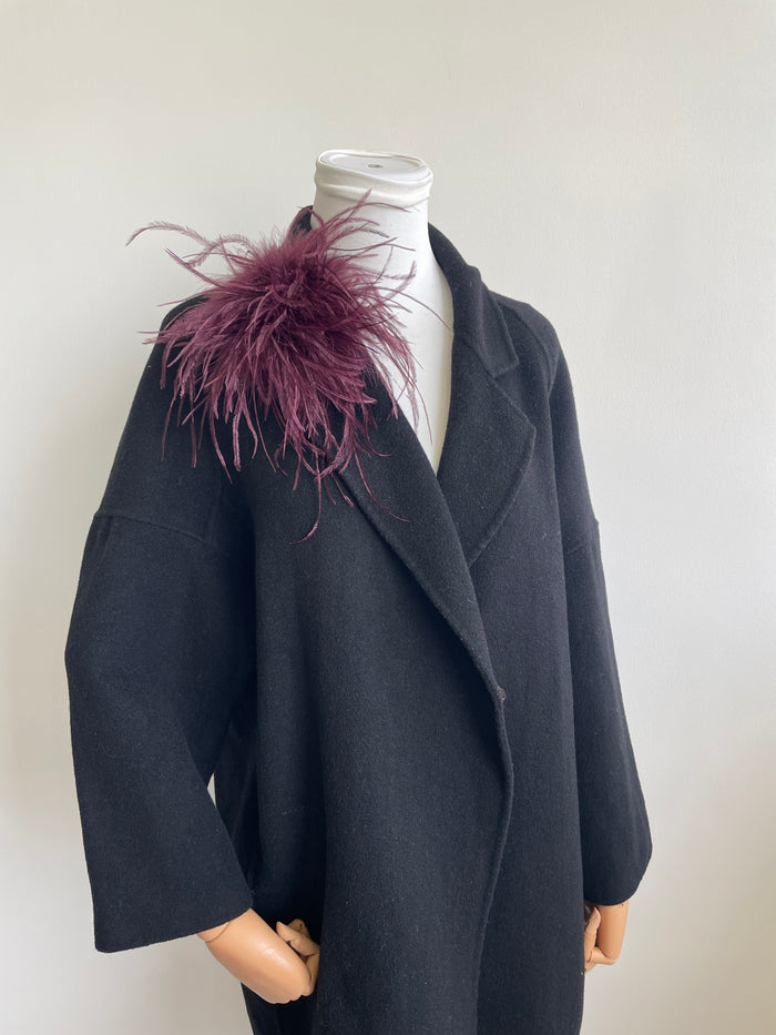 Dark Burgundy Marabou Feather Brooch