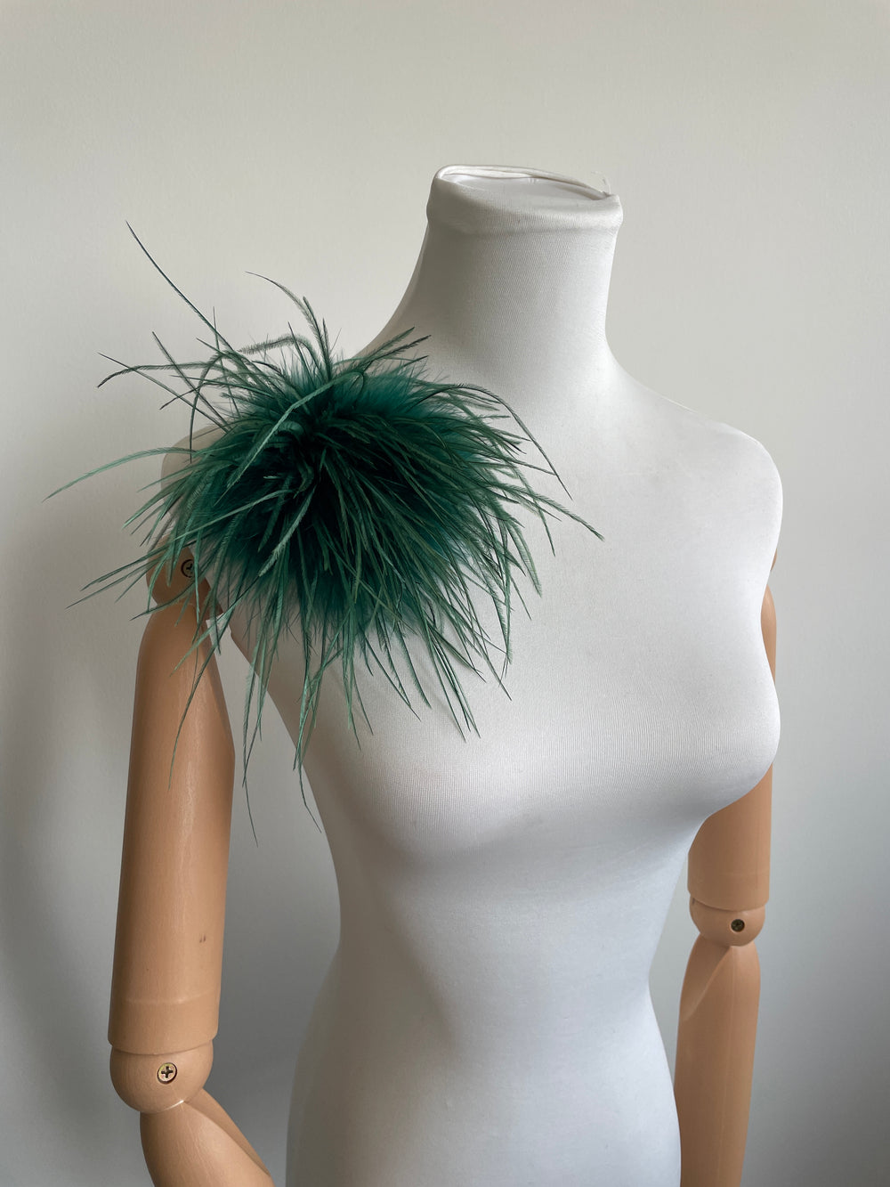 Dark Green Marabou Feather Brooch