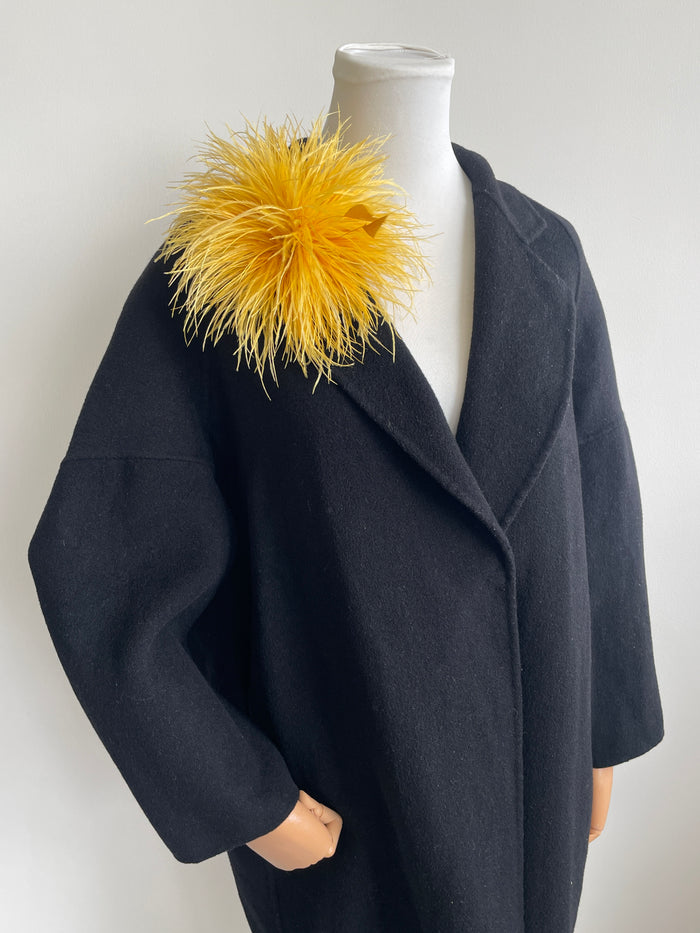 Gold Ostrich Feather Brooch with Triangle Feather Accents