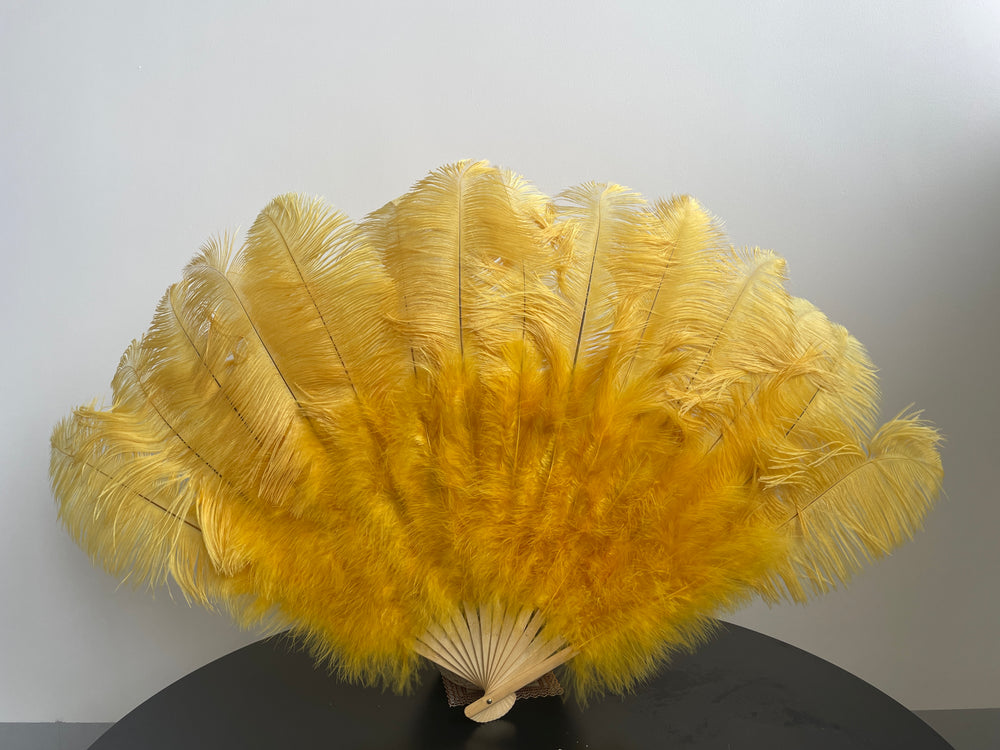 Gold Ostrich Feather Fan