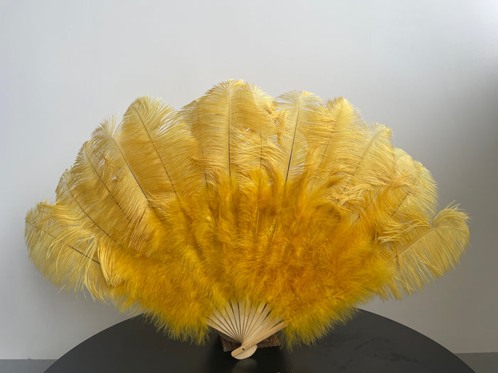Gold Ostrich Feather Fan