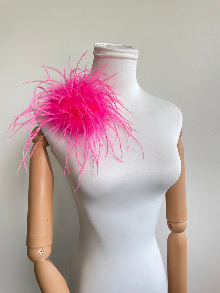 Hot Pink Marabou Feather Brooch