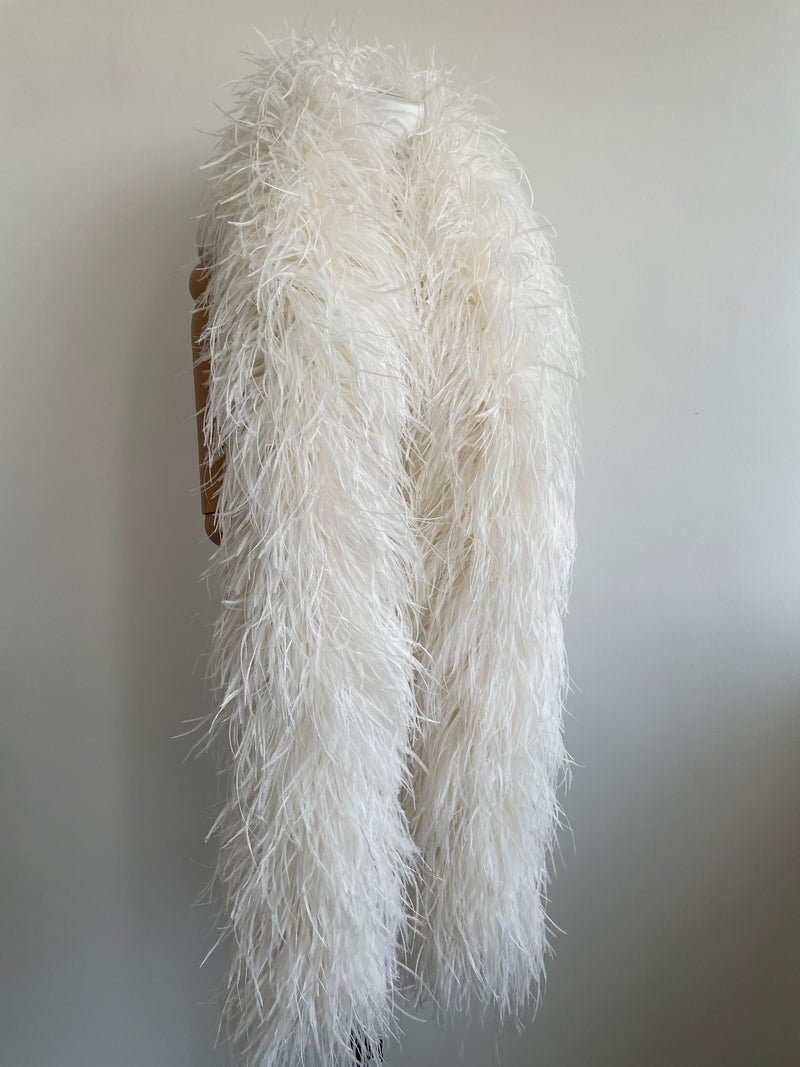 Ivory Ostrich Feather Boa Shawl – Elegant Feather Wrap