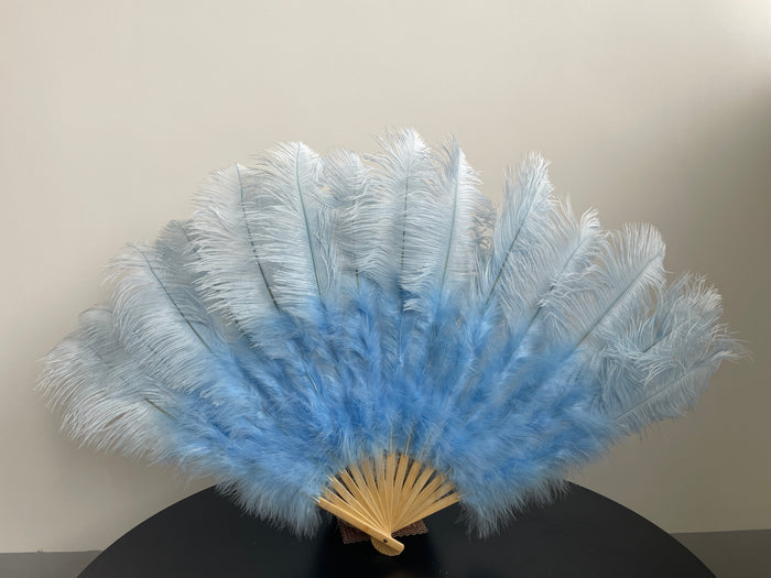 Light Blue Ostrich Feather Fan