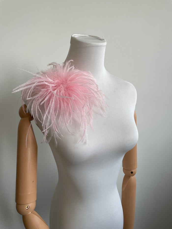 Light Pink Marabou Feather Brooch