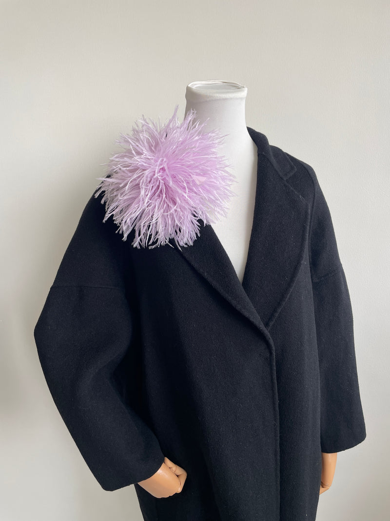 Light Purple Ostrich Feather Brooch with Triangle Feather Accents