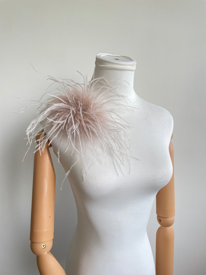 Mauve Pink Marabou Feather Brooch