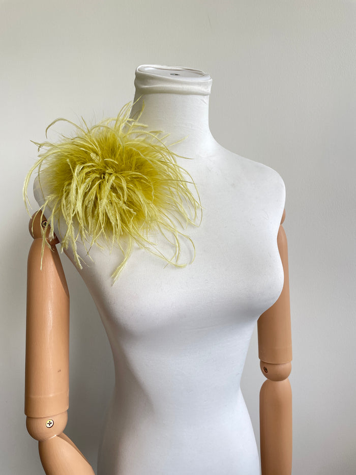 Mustard Yellow Marabou Feather Brooch