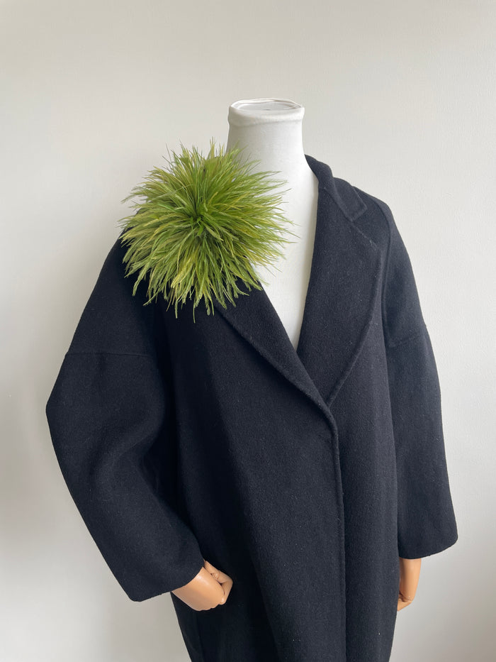 Olive Green Ostrich Feather Brooch with Triangle Feather Accents